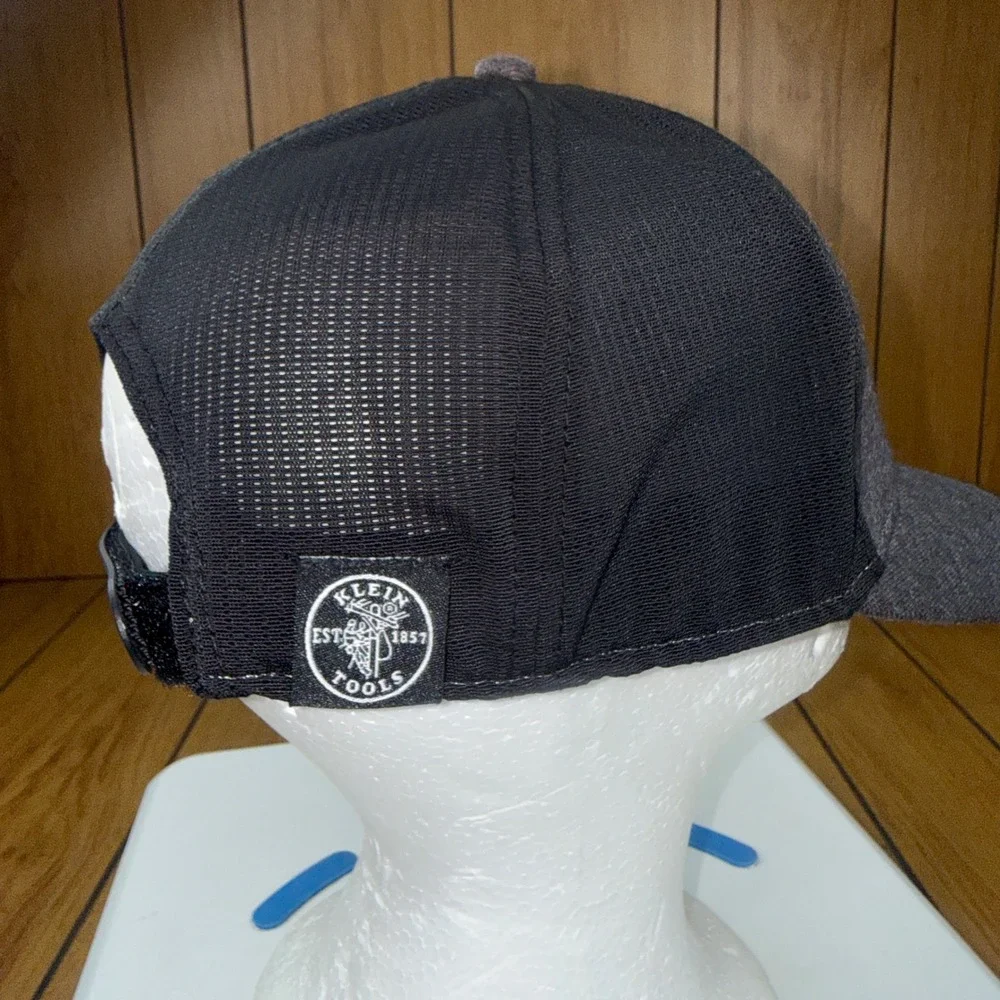 Klein Tools Mens Trucker Hat Grey Black Mesh Back Adjustable Baseball Cap Logo